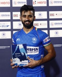 Hockey Captain Manpreet Singh receiving best player award