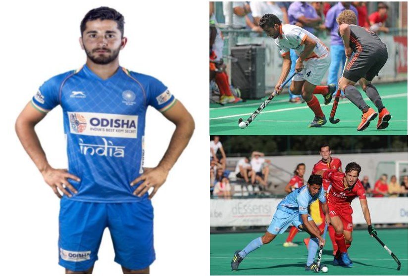 Collage-of-Hockey-player-Mandeep-Mor-with-a-Profile-pic-and-two-pics-in-action