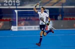 French-Hockey-player-Thimothee-Clement-exuberating-after-scoring-goal