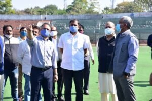 officials-inscpecting-preparations-for-hockey-tournament