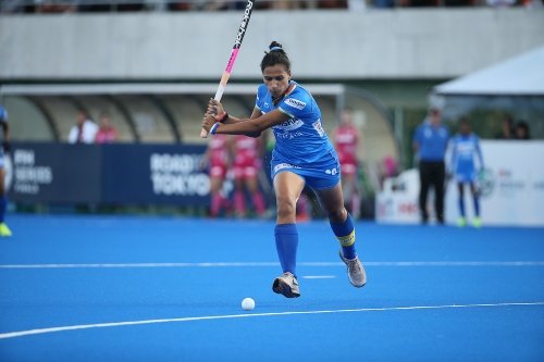 Indian-women's-hockey-team-player-about-to-strike-the-ball